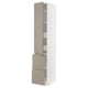 METOD / MAXIMERA Élément haut+tablettes/4tir/pte/2fc, blanc/Upplöv beige foncé mat, 40x60x220 cm