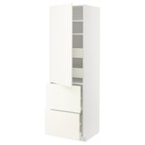 METOD / MAXIMERA Élément haut+tablettes/4tir/pte/2fc, blanc/Vallstena blanc, 60x60x200 cm