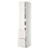 METOD / MAXIMERA Élément haut+tablettes/4tir/pte/2fc, blanc/Veddinge blanc, 40x60x220 cm