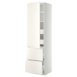 METOD / MAXIMERA Élément haut+tablettes/4tir/pte/2fc, blanc/Veddinge blanc, 60x60x220 cm