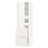 METOD / MAXIMERA Élément haut+tablettes/4tir/pte/2fc, blanc/Veddinge blanc, 60x60x200 cm