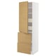 METOD / MAXIMERA Élément haut+tablettes/4tir/pte/2fc, blanc/Voxtorp motif chêne, 60x60x200 cm