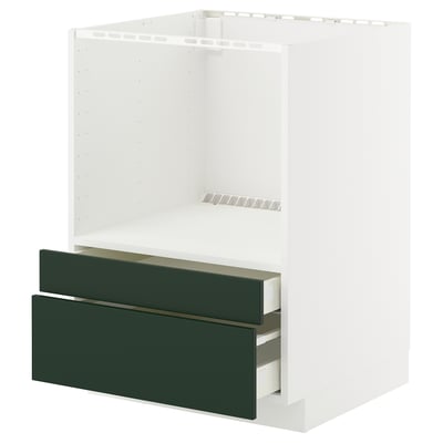 METOD / MAXIMERA Meuble pour micro combi/tiroirs, blanc/Havstorp vert profond, 60x60 cm
