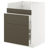 METOD / MAXIMERA Rangement bas évier HAVSEN/3fa/2tir, blanc/Havstorp brun-beige, 60x60 cm