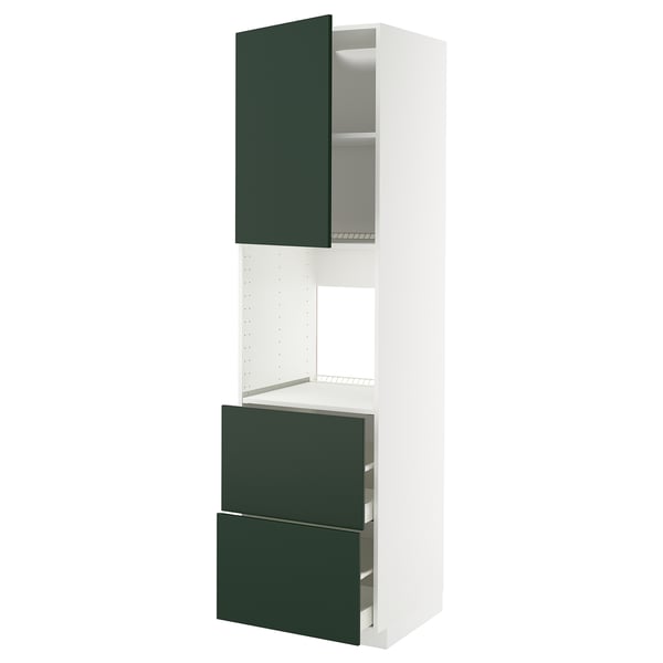 METOD / MAXIMERA Rangement four+tiroir/2fcs/2tir ht, blanc/Havstorp vert profond, 60x60x220 cm