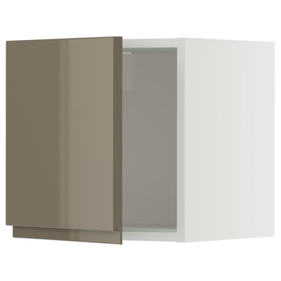 METOD Rangement mural, blanc/Voxtorp gris-brun foncé haute brillance, 40x40 cm