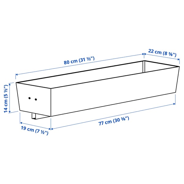MITTZON Bac pour structure av roulettes, blanc, 80x14 cm