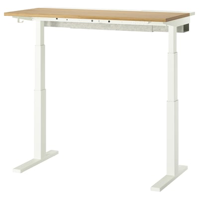 MITTZON Bureau assis/debout, électrique plaqué chêne/blanc, 120x60 cm