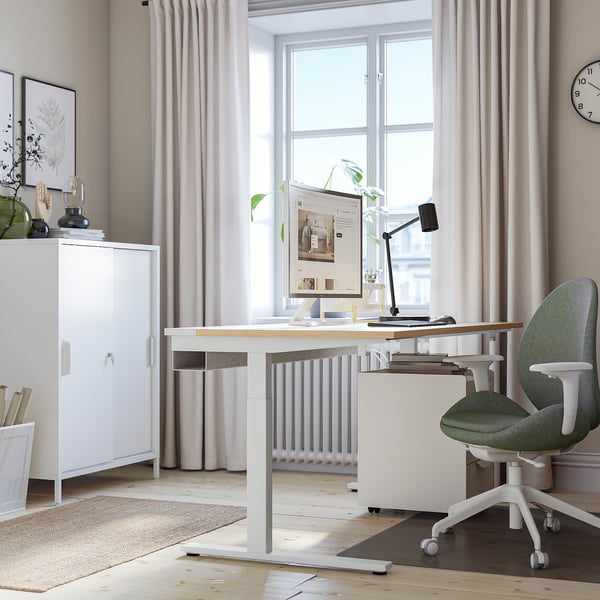 MITTZON Bureau, plaqué chêne blanc, 160x80 cm