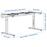MITTZON Piètement pour bureau, blanc, 120/140/160x60 cm