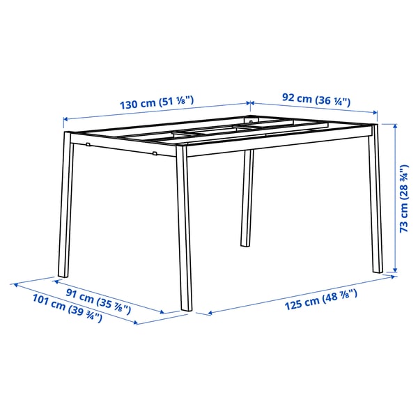 MITTZON Piètement pour table de conférence, blanc, 140x108x73 cm