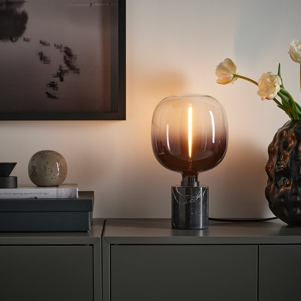 MOLNART Ampoule LED E27 200 lumen, tube noir/verre transparent, 185 mm