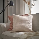 MOROTSMOTT Housse de coussin, blanc/rose clair, 50x50 cm