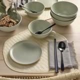 MOSSMAL Petite assiette, motif à pois/vert clair, 18 cm