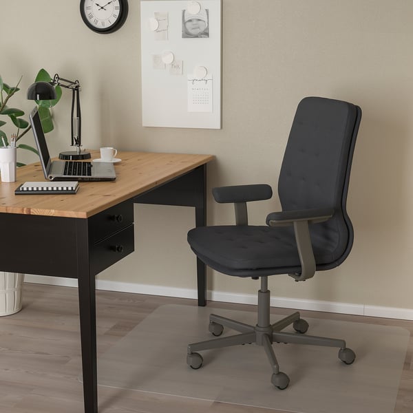 MULLFJÄLLET Fauteuil conférence à roulettes, Naggen gris foncé