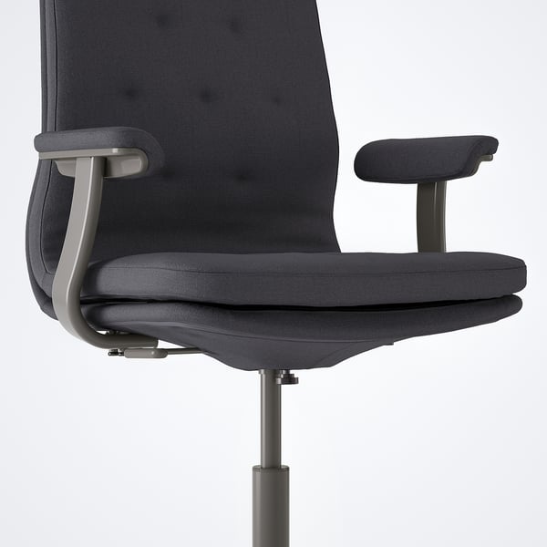 MULLFJÄLLET Fauteuil conférence à roulettes, Naggen gris foncé