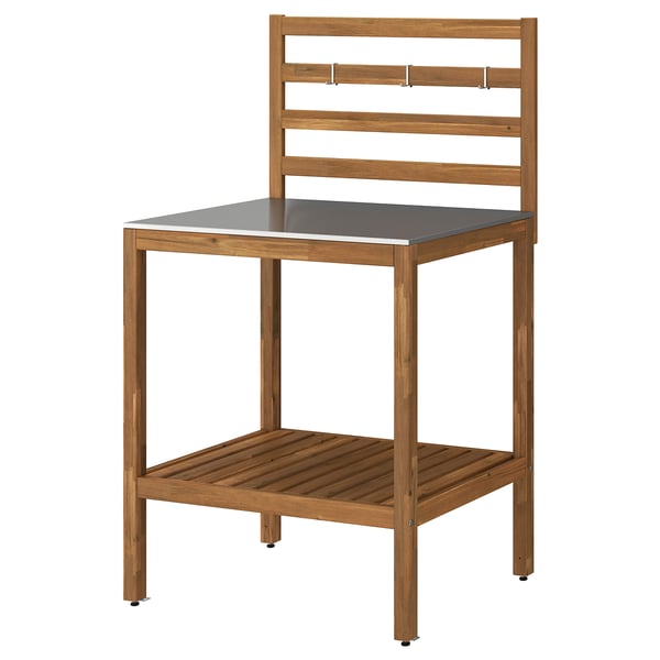 NÄMMARÖ Élément de cuisine ouvert, teinté brun clair/acier inoxydable extérieur, 80x62 cm