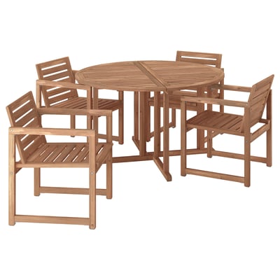 NÄMMARÖ Table+4 chaises accoud, extérieur, teinté brun clair, 130 cm