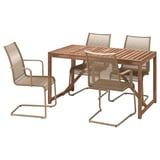 NÄMMARÖ / VÄSMAN Table+4 chaises accoud, extérieur, teinté brun clair/brun, 140 cm