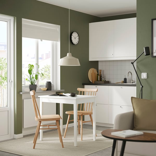 NÄSINGE / HÖGVED Table et 2 chaises, blanc/plaqué bouleau, 80x60 cm