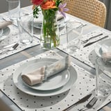 NISSÖGA Set de table, blanc/bleu foncé, 45x35 cm