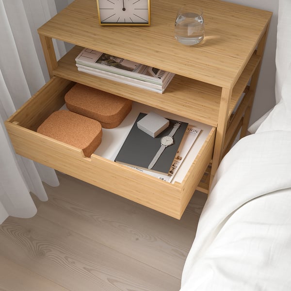 NORDKISA Table de chevet, bambou, 60x40 cm