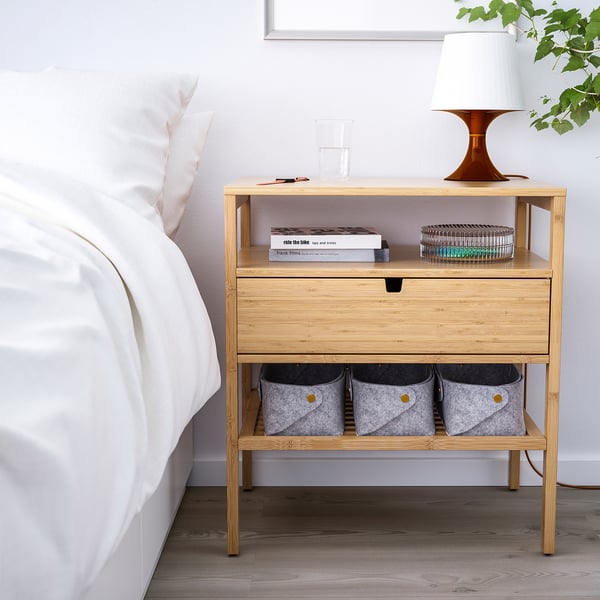 NORDKISA Table de chevet, bambou, 60x40 cm