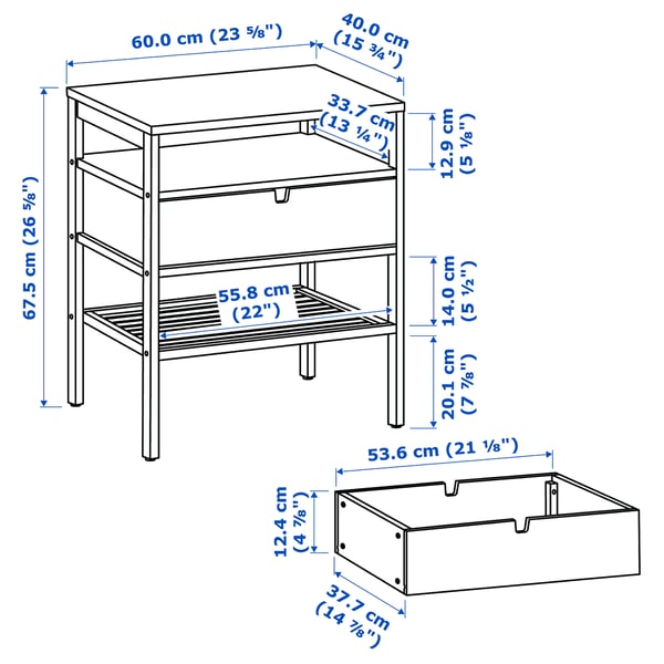 NORDKISA Table de chevet, bambou, 60x40 cm