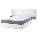 NORDLI Cadre de lit av rangt et matelas, avec tête de lit blanc/Valevåg ferme, 140x200 cm