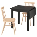 NORDVIKEN / HÖGVED Table et 2 chaises, noir/plaqué bouleau, 74/104 cm