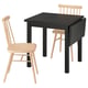 NORDVIKEN / HÖGVED Table et 2 chaises, noir/plaqué bouleau, 74/104 cm