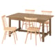 NORDVIKEN / HÖGVED Table et 4 chaises, vernis effet anc/plaqué bouleau, 152/223 cm