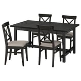 NORDVIKEN / INGOLF Table et 4 chaises, noir/Nolhaga gris-beige brun noir, 152/223 cm