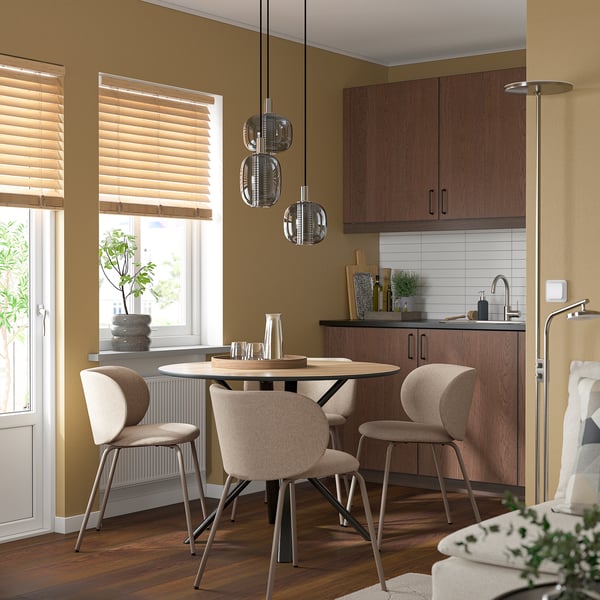 NORRMJÖLE / KRYLBO Table et 4 chaises, motif chêne noir/Tonerud beige foncé, 105 cm