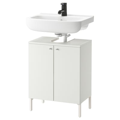 NYSJÖN / BJÖRKÅN Élément bas lavabo 2 portes, blanc, 54x40x80 cm