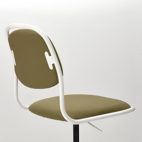 ÖRFJÄLL Chaise pivotante, blanc/Vissle jaune vert