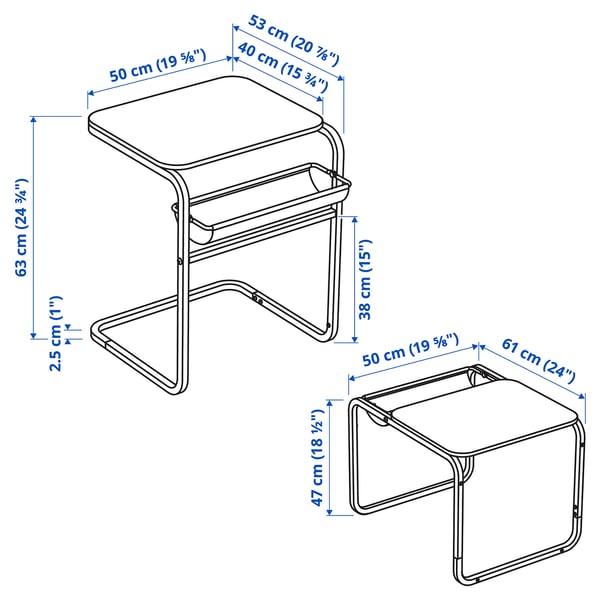 OLSERÖD Table d'appoint, anthracite/motif bouleau jaune foncé, 53x50 cm