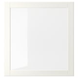 OSTVIK Porte vitrée, blanc/verre transparent, 60x64 cm