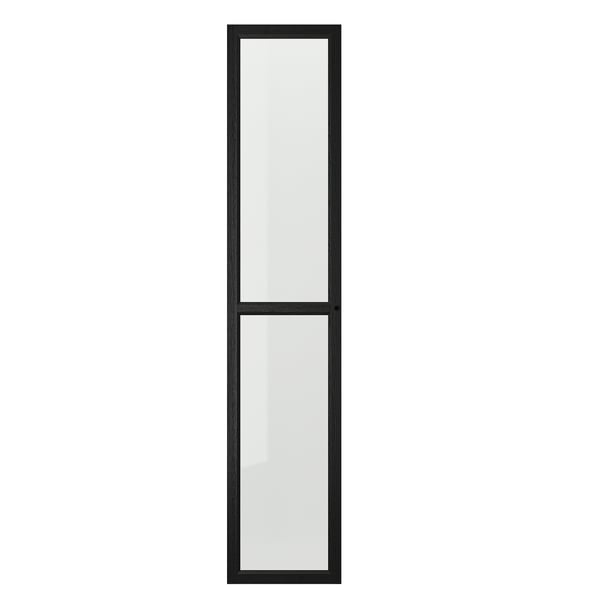 OXBERG Porte vitrée, noir motif chêne, 40x192 cm