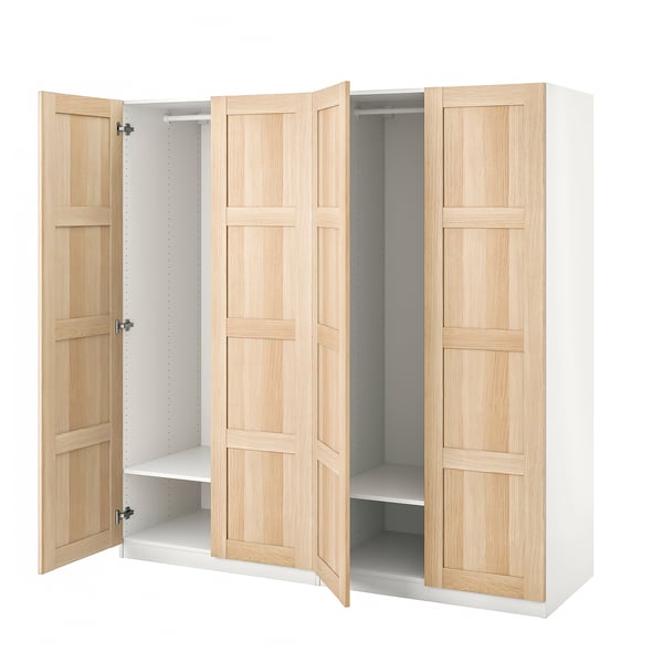 PAX / BERGSBO Armoire-penderie, blanc/effet chêne blanchi, 200x60x201 cm