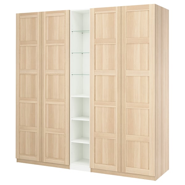 PAX / BERGSBO Combinaison armoire, effet chêne blanchi effet chêne blanchi/blanc, 235x60x236 cm