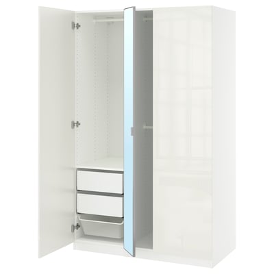 PAX / FARDAL/ÅHEIM Combinaison armoire, blanc blanc/miroir, 125x60x201 cm