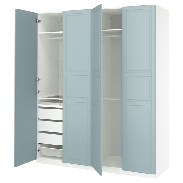 PAX / FJÄREHALS Combinaison armoire, blanc/bleu gris clair, 200x60x236 cm