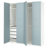 PAX / FJÄREHALS Combinaison armoire, blanc/bleu gris clair, 200x60x236 cm