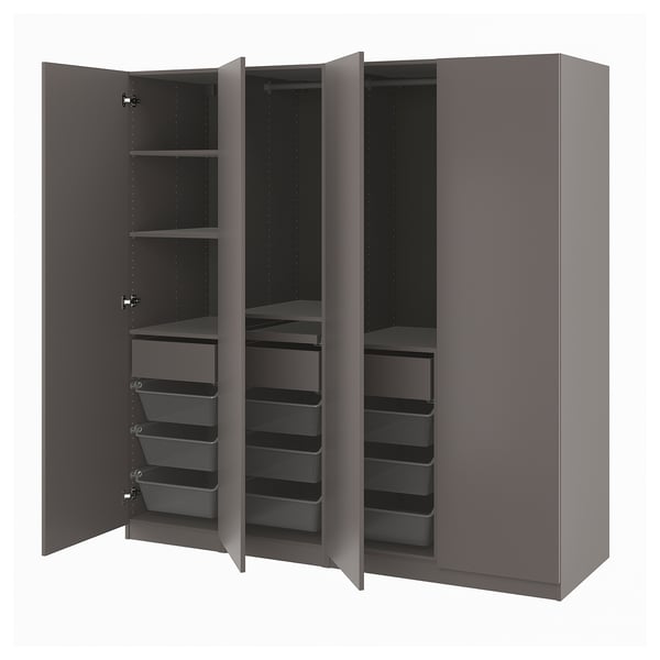 PAX / FORSAND Combinaison armoire, gris foncé/gris foncé, 200x60x201 cm