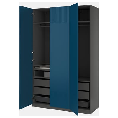 PAX / FYRUDDEN Combinaison armoire, gris foncé/bleu, 150x60x236 cm