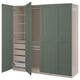 PAX / GRIMO Combinaison armoire, gris-beige/gris vert, 200x60x201 cm