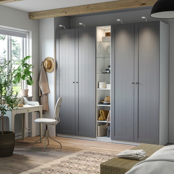 PAX / GULLABERG Combinaison armoire, gris gris/blanc, 235x60x236 cm
