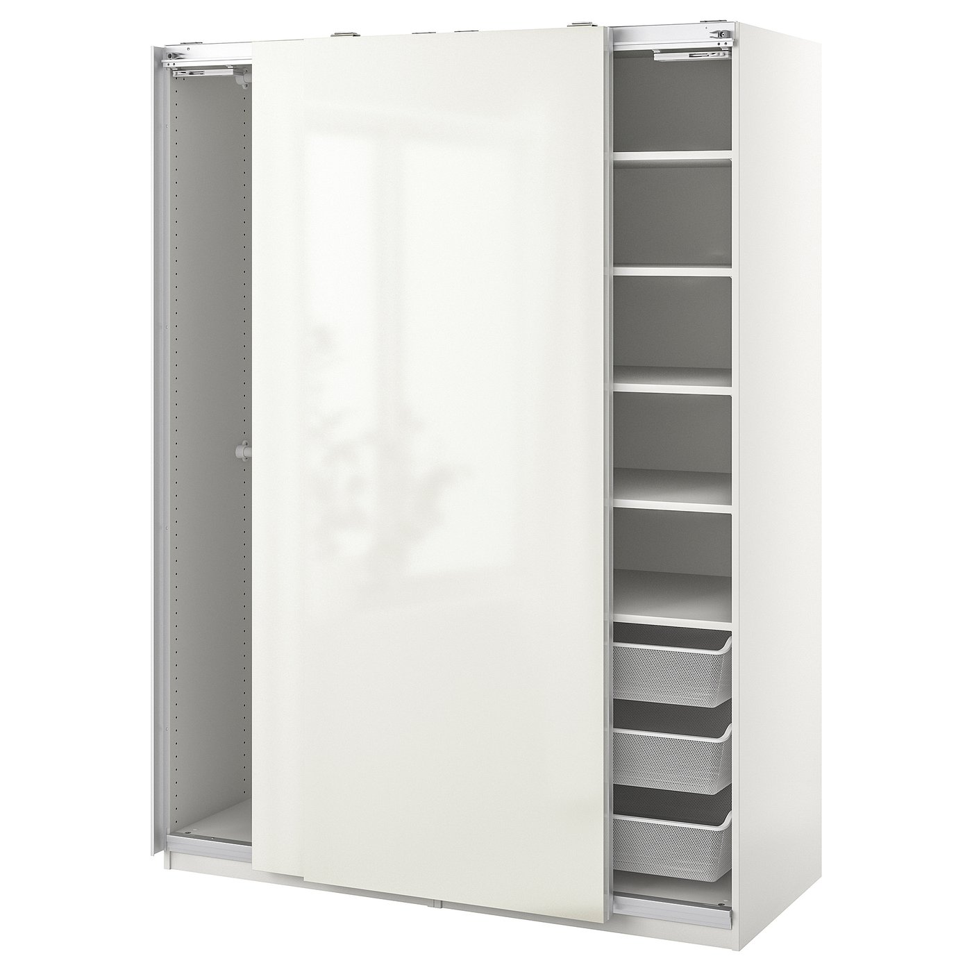 PAX / HASVIK Armoirependerie, blanc/brillant/blanc, 150x66x201 cm