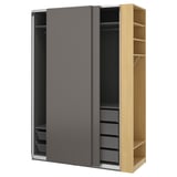 PAX / HASVIK Combinaison armoire, gris foncé gris foncé/motif chêne, 170x66x236 cm